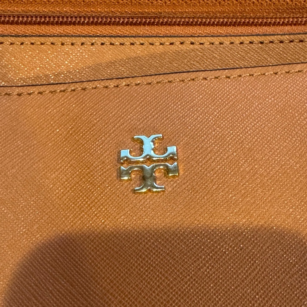 Tory Burch Cognac Saffiano Leather Large Zip Tote Bag - Picture 3 of 12